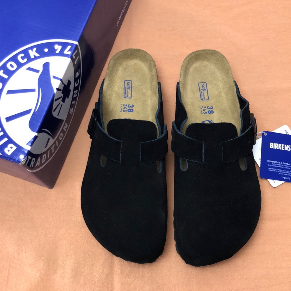 🔥 NWT Women's Black Suede Birkenstock Boston Shoes - Narrow Fit